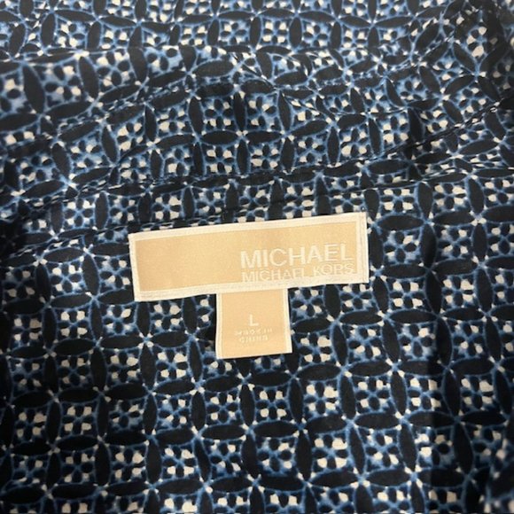 Michael Kors Blue & White Long Sleeve Blouse Size L - Picture 9 of 9